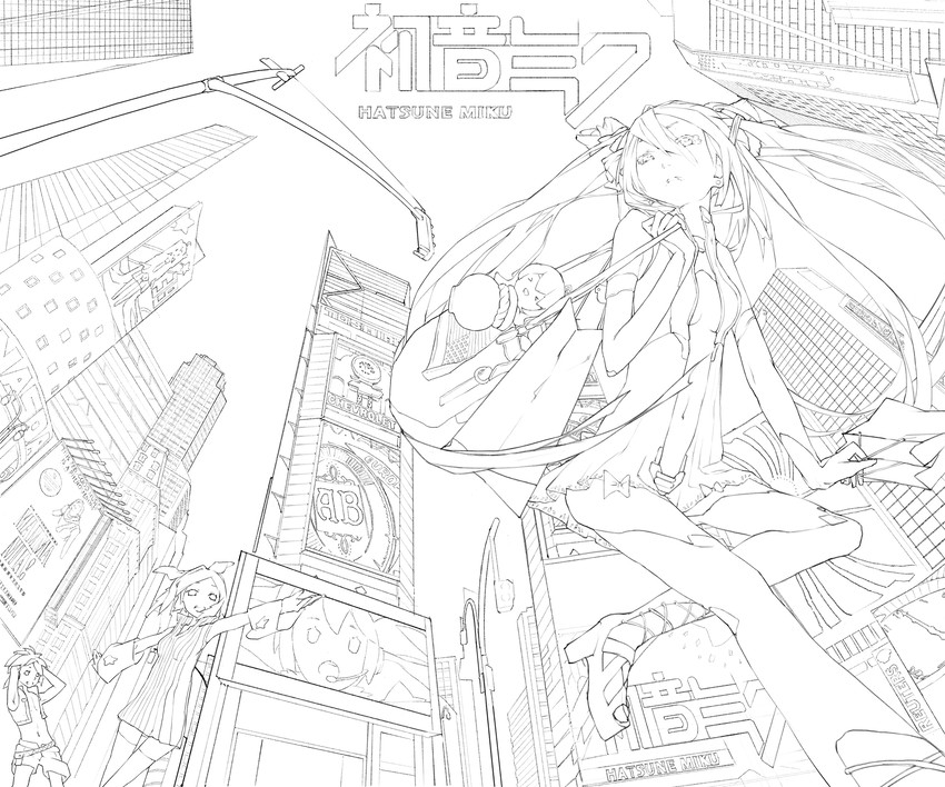 hatsune miku, kagamine rin, kagamine len, megurine luka, and takoluka (vocaloid) drawn by dan_evan