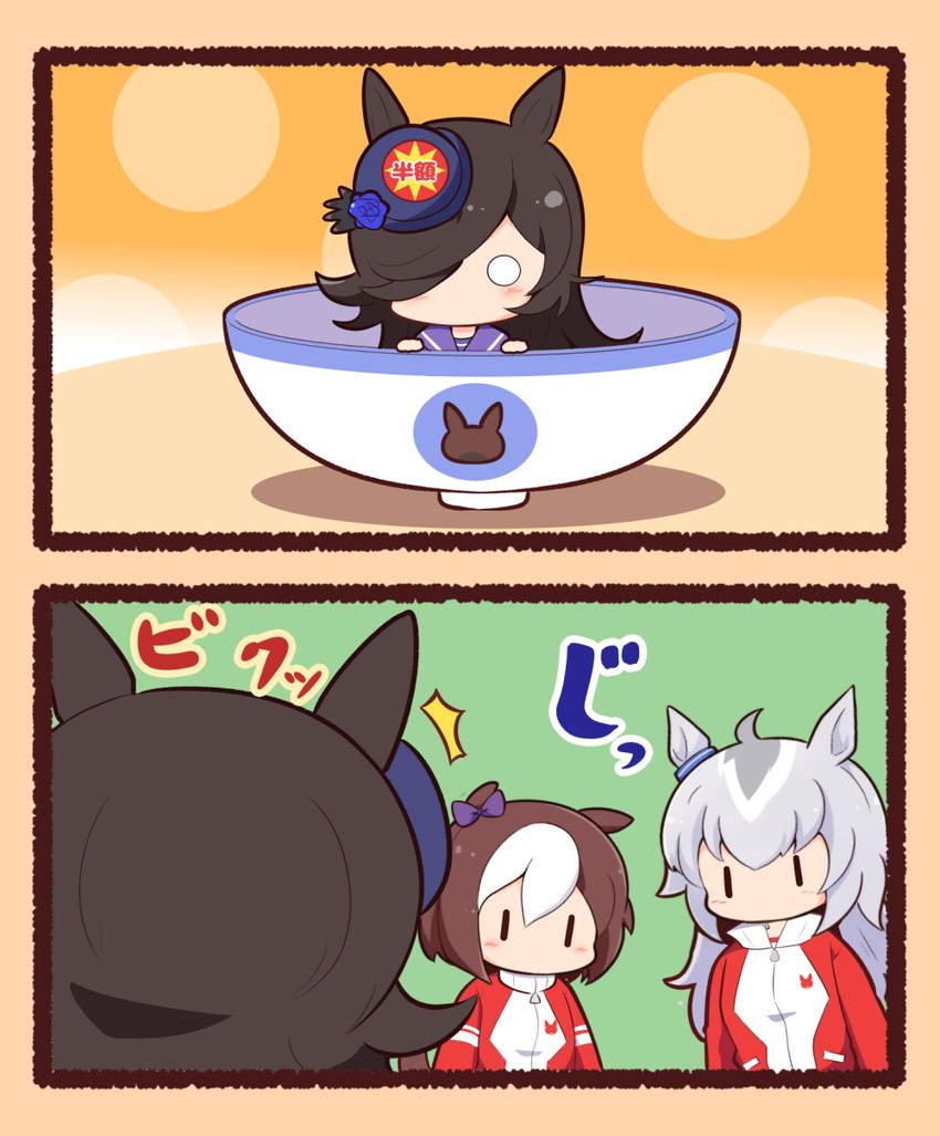 rice shower, special week, and oguri cap (umamusume) drawn by gomashio_(goma_feet)