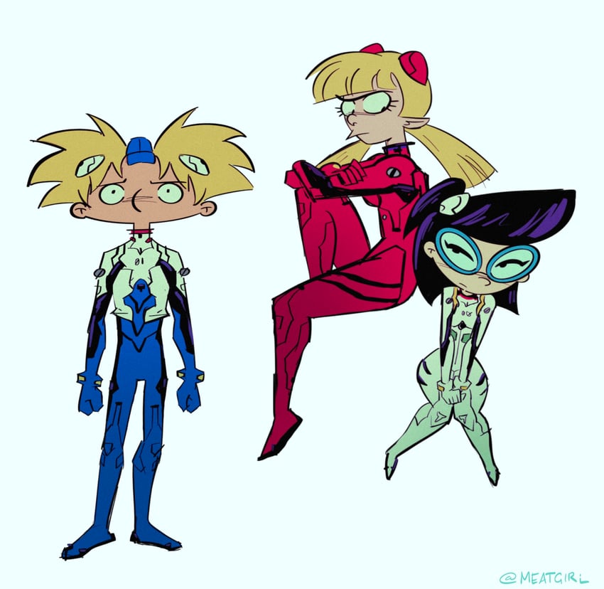 souryuu asuka langley, ayanami rei, ikari shinji, helga g pataki, arnold shortman, and 2 more (neon genesis evangelion and 1 more) drawn by meatgiri