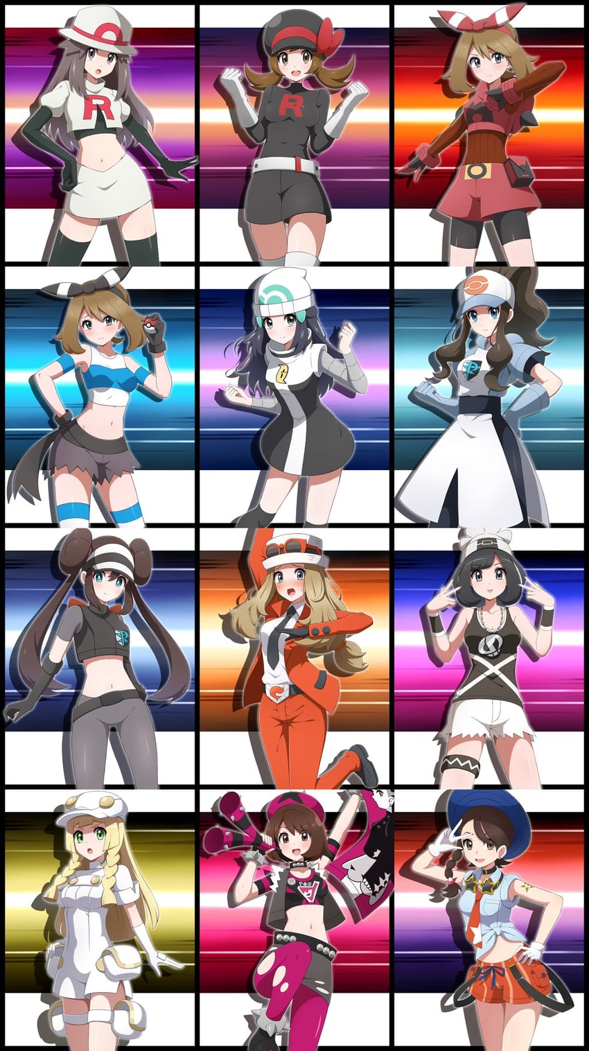 dawn, lillie, may, rosa, hilda, and 11 more (pokemon and 10 more) drawn by shabana_may
