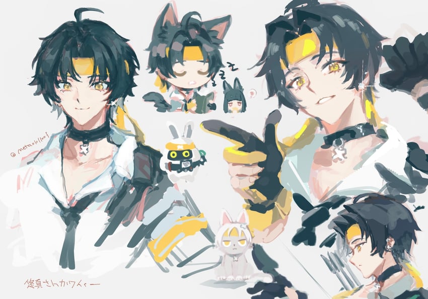 hoshimi miyabi, asaba harumasa, and asaboo (zenless zone zero) drawn by eveshut