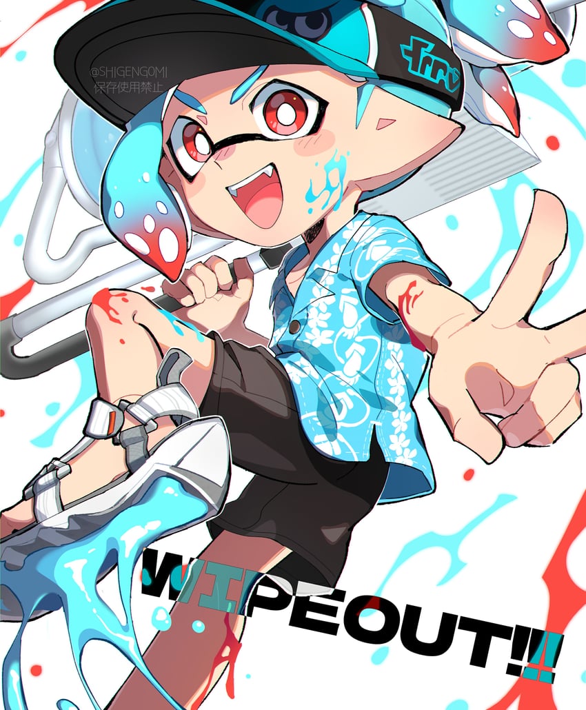 inkling player character and inkling boy (splatoon and 1 more) drawn by shigeng0mi