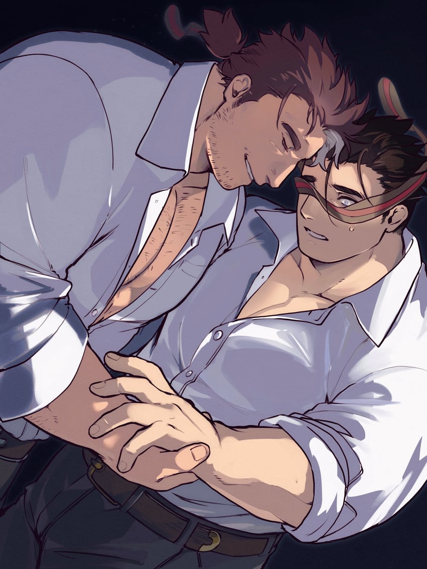 protagonist 3 and mononobe kyoma (tokyo afterschool summoners) drawn by nanaisan_(713)
