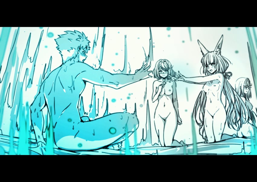 pyra, mythra, rex, and nia (xenoblade chronicles and 1 more) drawn by poteto_(potetosarada123)
