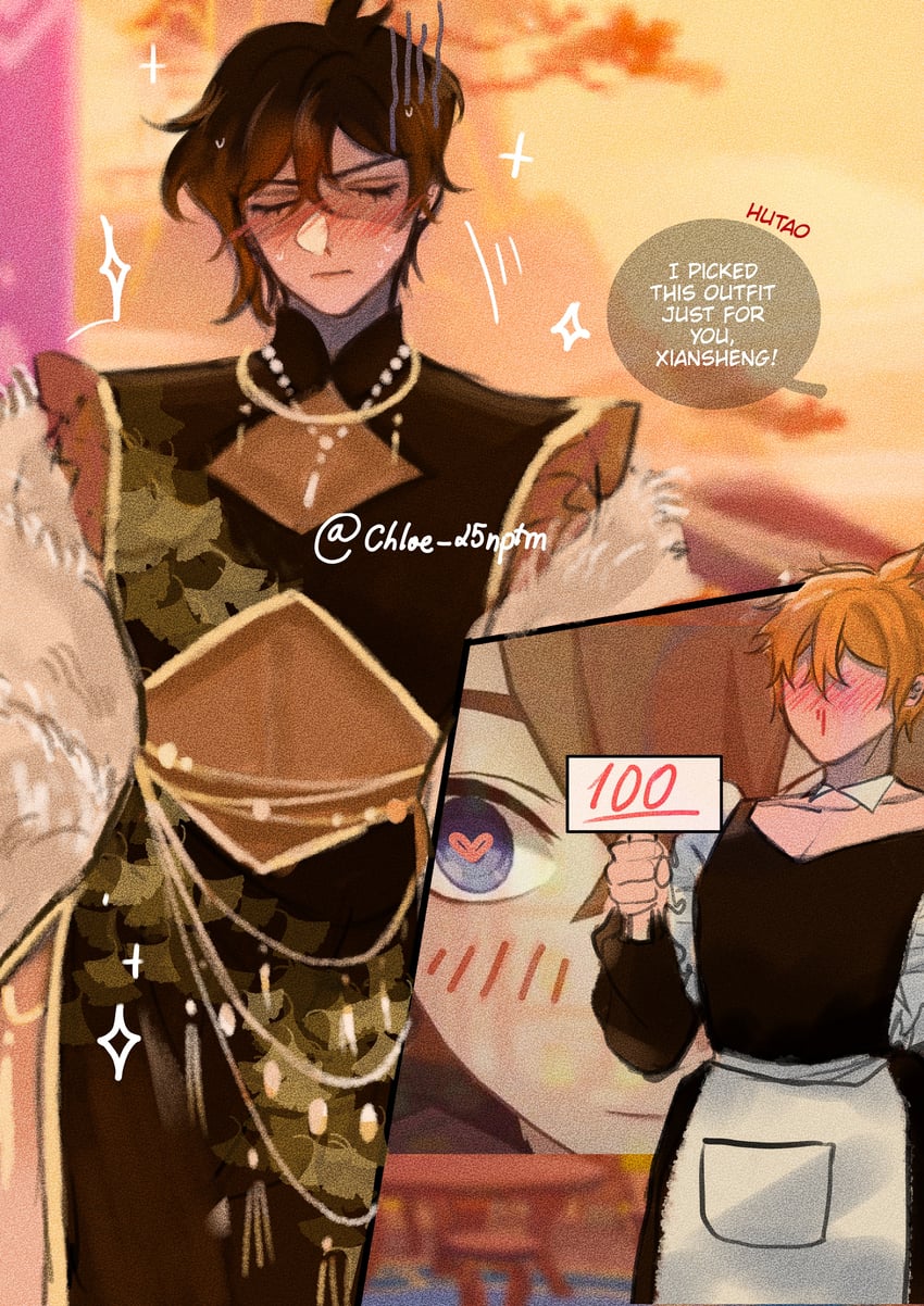 zhongli and tartaglia (genshin impact) drawn by chloe_25nptm