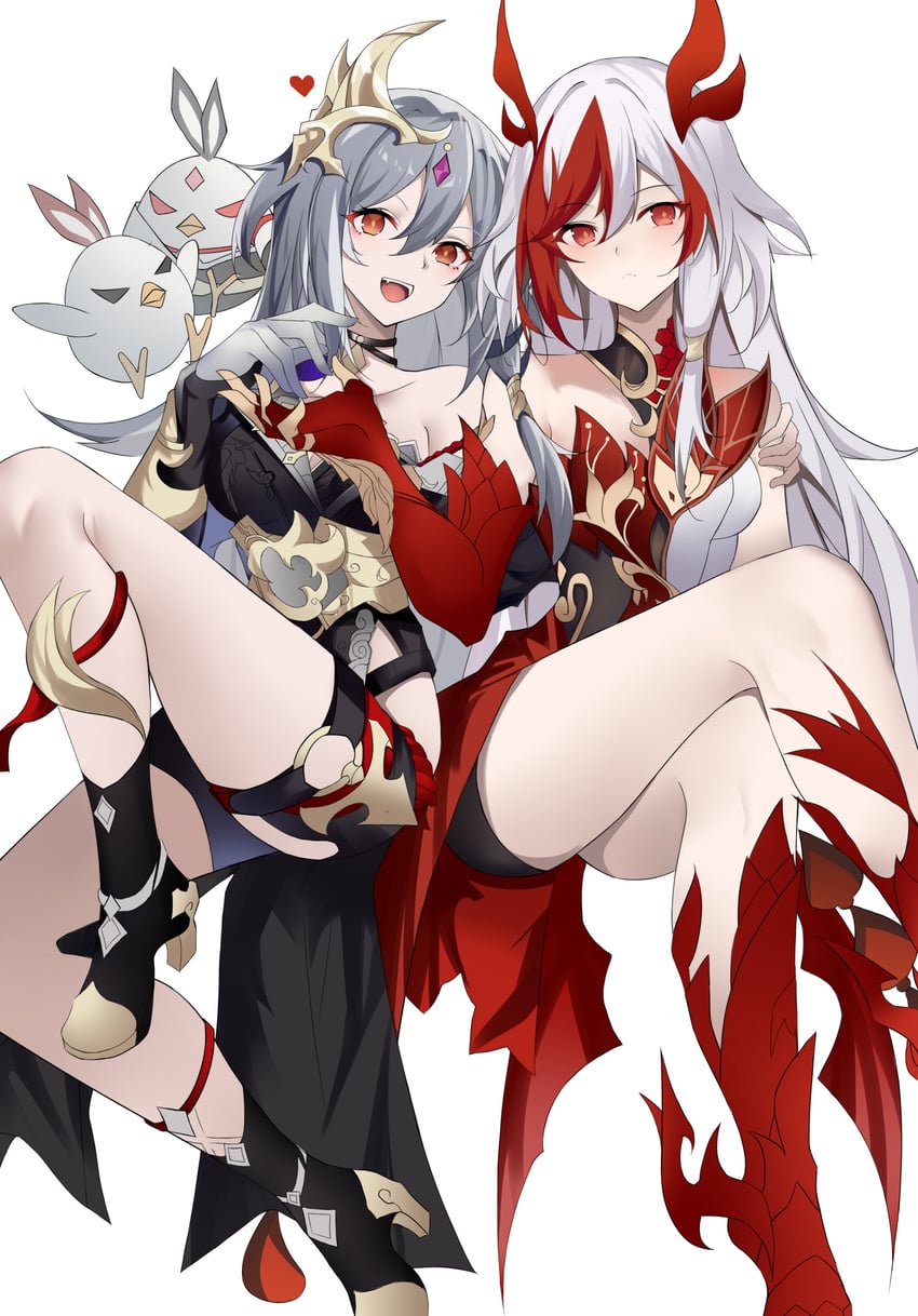 fu hua, herrscher of sentience, and jingwei (honkai and 1 more) drawn by sstarryart