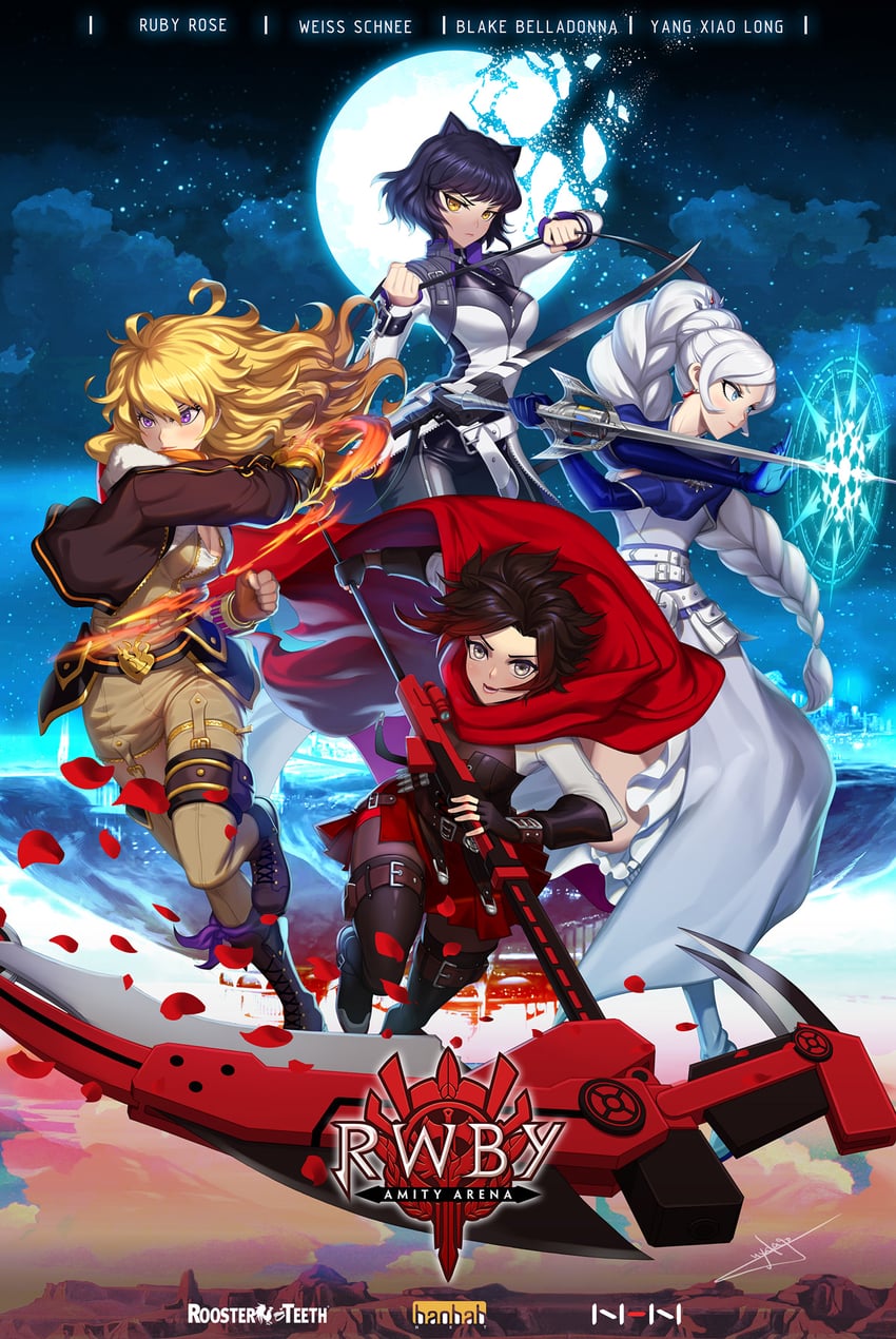 ruby rose, weiss schnee, yang xiao long, and blake belladonna (rwby) drawn by uyalago