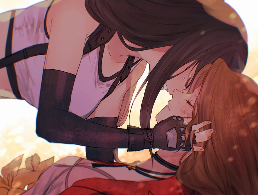 tifa lockhart and aerith gainsborough (final fantasy and 3 more) drawn by sera_(serappi)