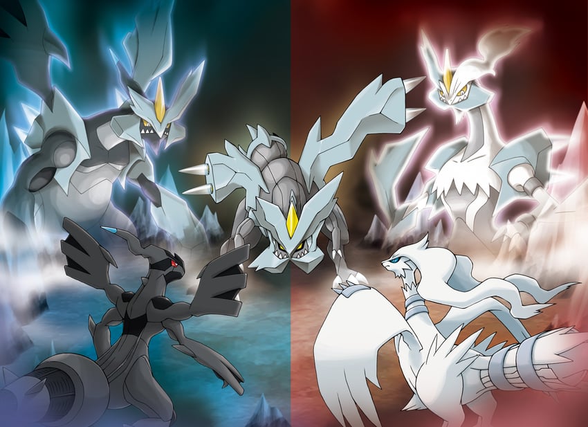 reshiram, zekrom, kyurem, black kyurem, and white kyurem (pokemon and 1 more)