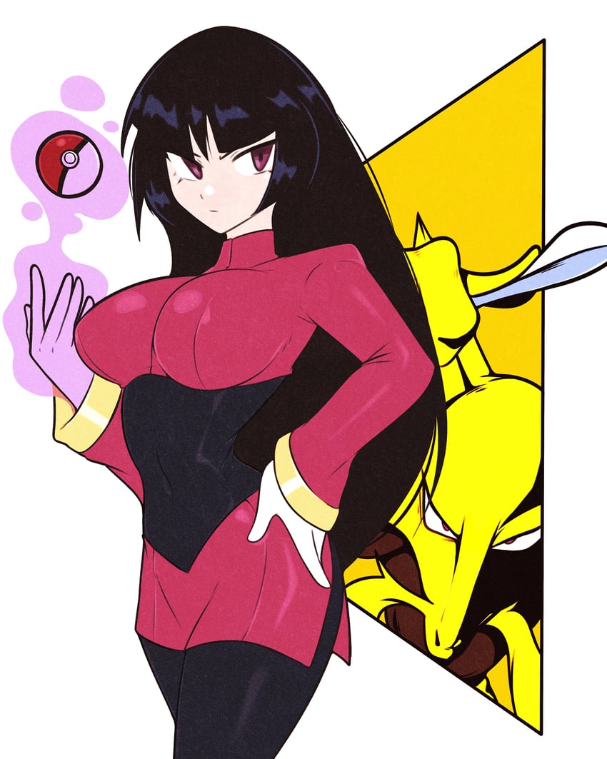 sabrina and alakazam (pokemon and 1 more) drawn by jeff_miga