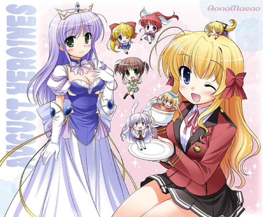 feena fam earthlight, sendou erika, tougi shiro, asagiri mai, cynthia marguerite, and 3 more (yoake mae yori ruri iro na and 4 more) drawn by aona_masao