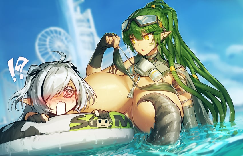 tomimi, eunectes, gavial, and gavial the invincible (arknights) drawn by melon22