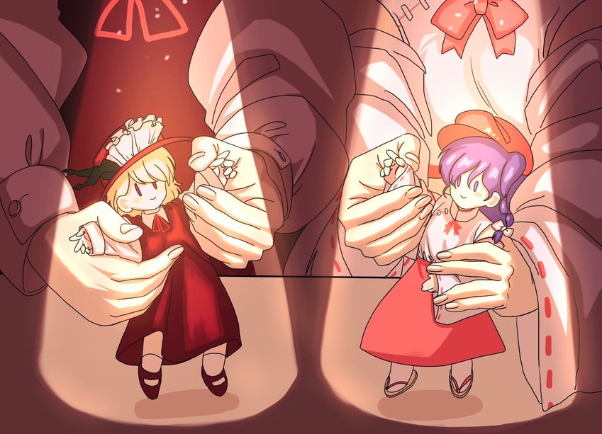 jacket girl and label girl (touhou and 1 more) drawn by turtle-kun