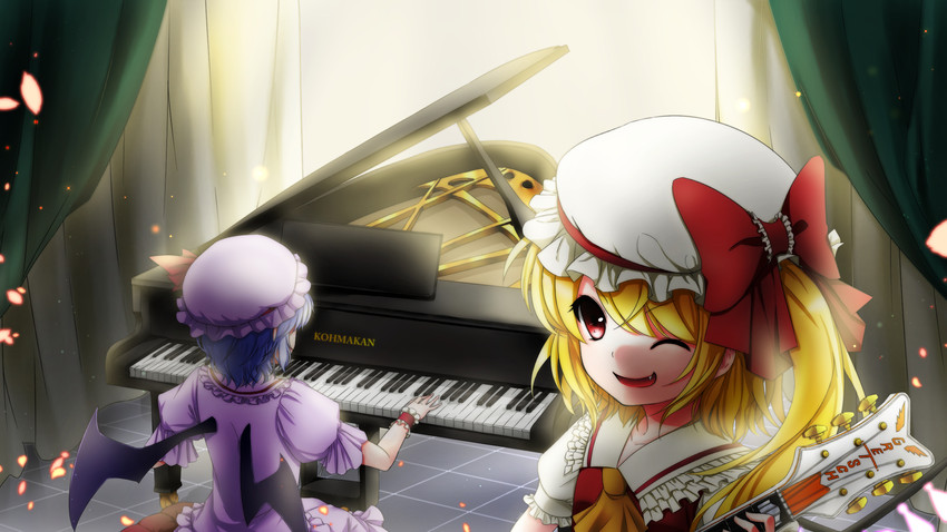 remilia scarlet and flandre scarlet (touhou) drawn by satsuki_kureharu