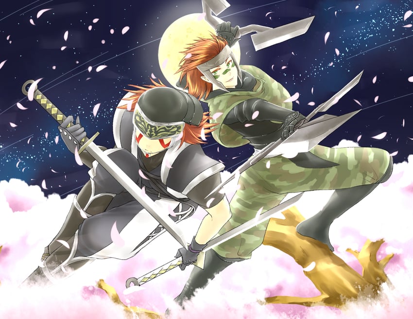 sarutobi sasuke and fuuma kotarou (sengoku basara) drawn by unaunacowa