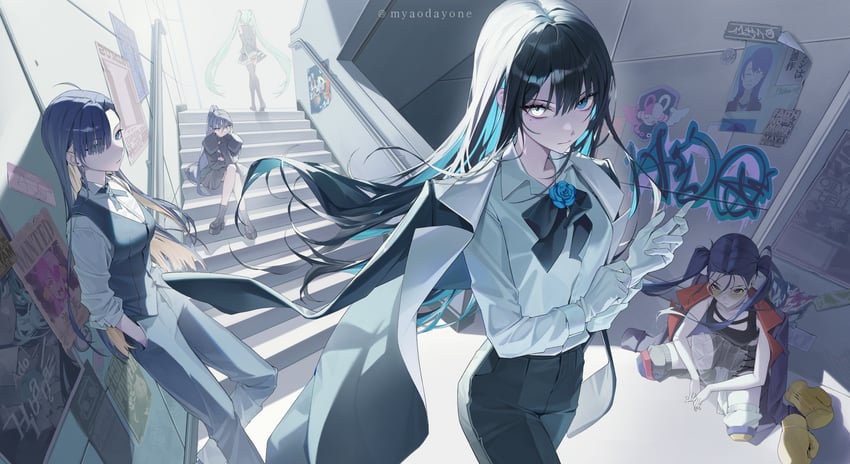hatsune miku, chando, uta, merry, naima, and 2 more (vocaloid and 10 more) drawn by myao_(myaodayone)
