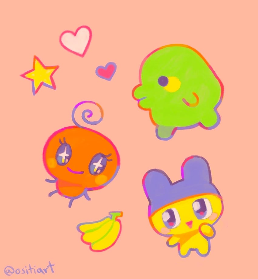 mametchi, kuchipatchi, and memetchi (tamagotchi and 1 more) drawn by ositia
