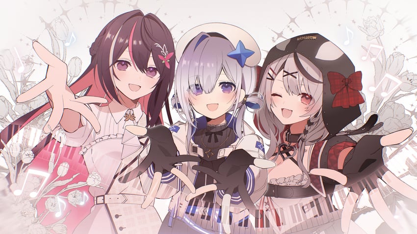 sakamata chloe, amane kanata, and azki (hololive) drawn by uehara_(dormmmmir_)