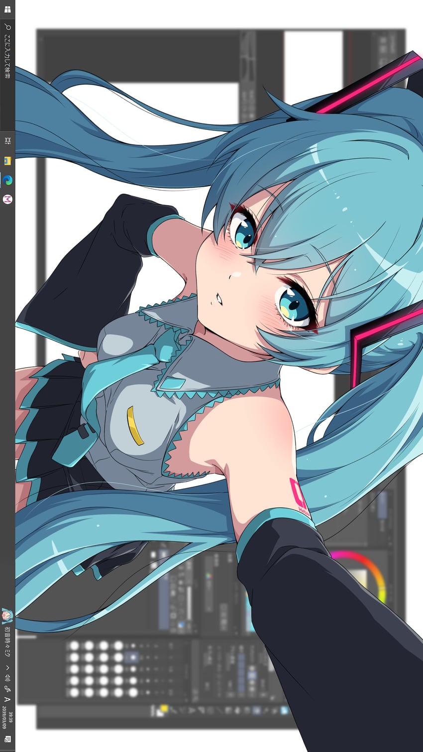 hatsune miku (vocaloid and 1 more) drawn by nishizuki_shino