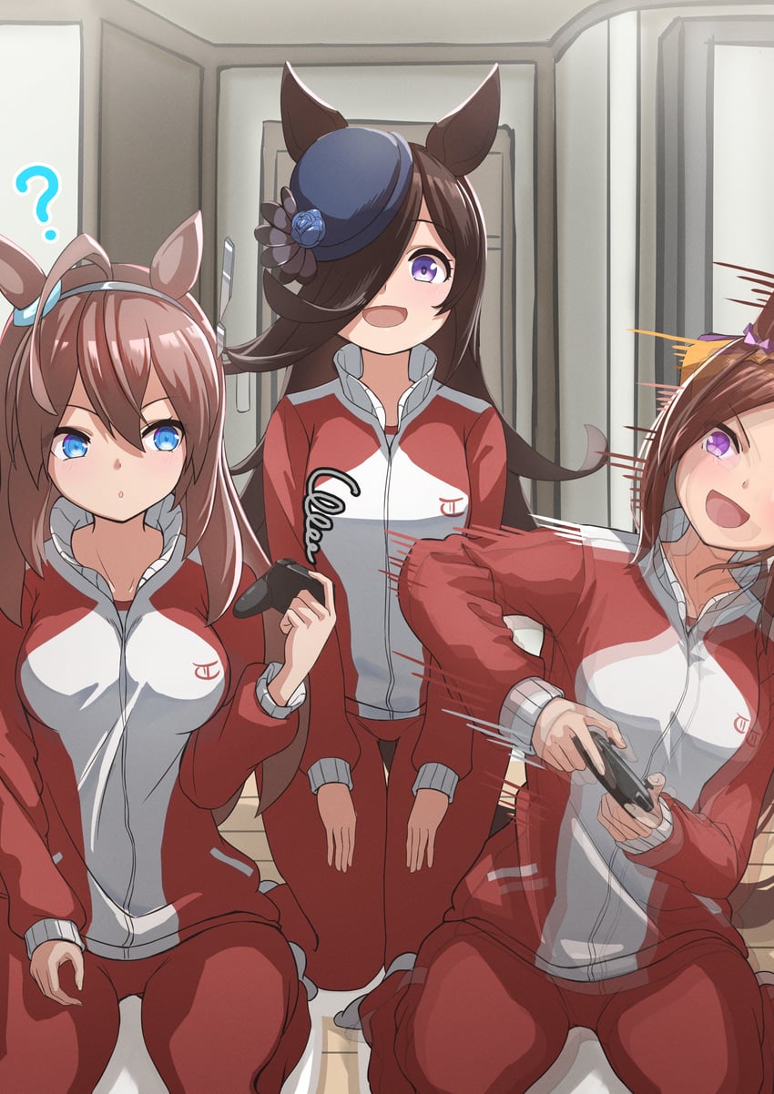 rice shower, mihono bourbon, and sakura bakushin o (umamusume) drawn by kamikumo_(km_kamikumo)
