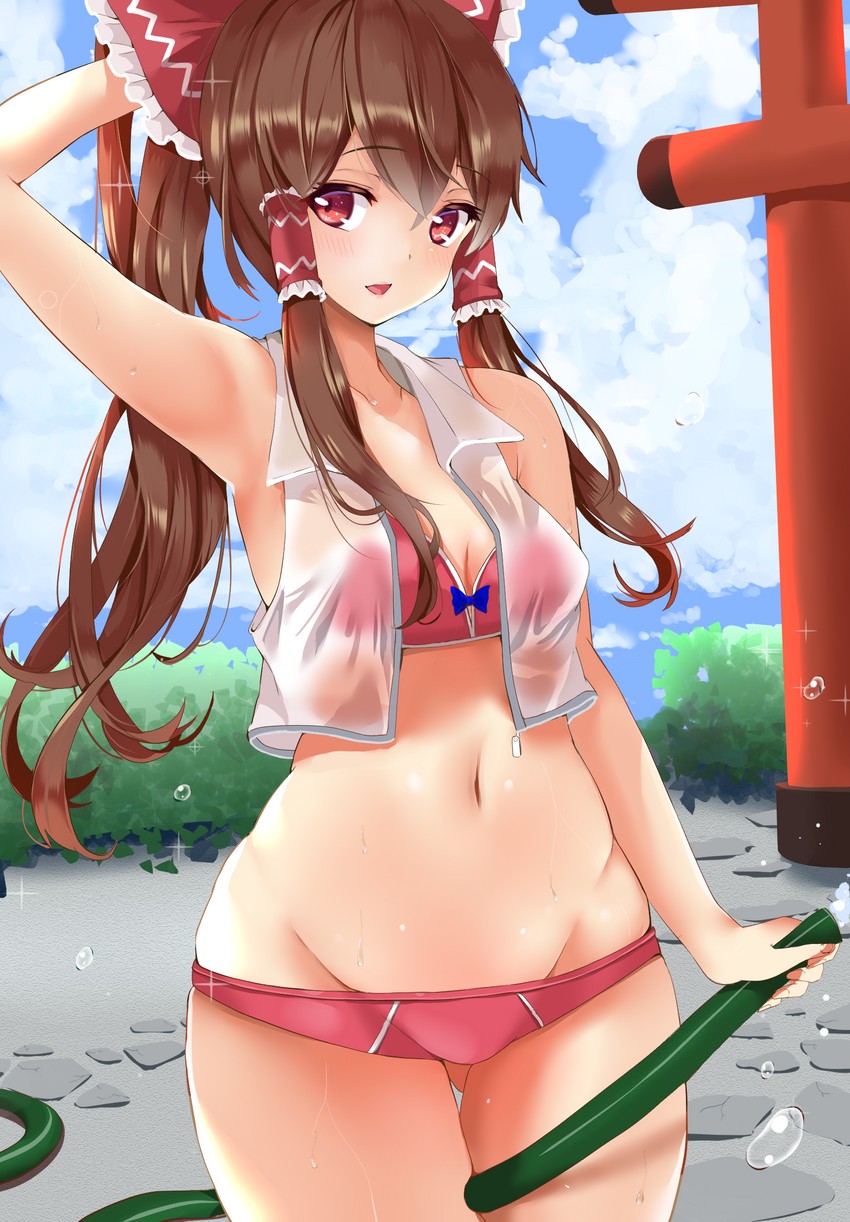 hakurei reimu (touhou) drawn by fujiko_(emnprmn)
