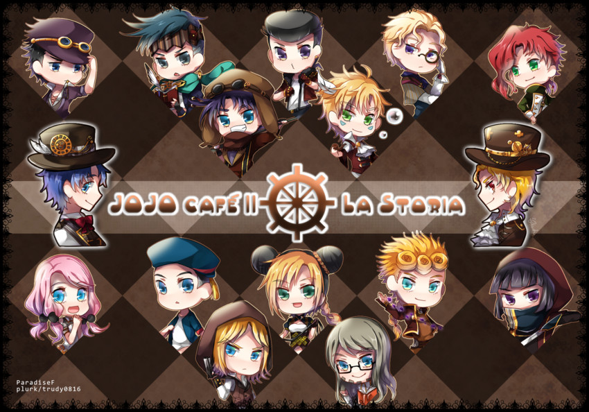 joseph joestar, kujo jotaro, dio brando, caesar anthonio zeppeli, kujo jolyne, and 10 more (jojo no kimyou na bouken and 8 more) drawn by trudy0816