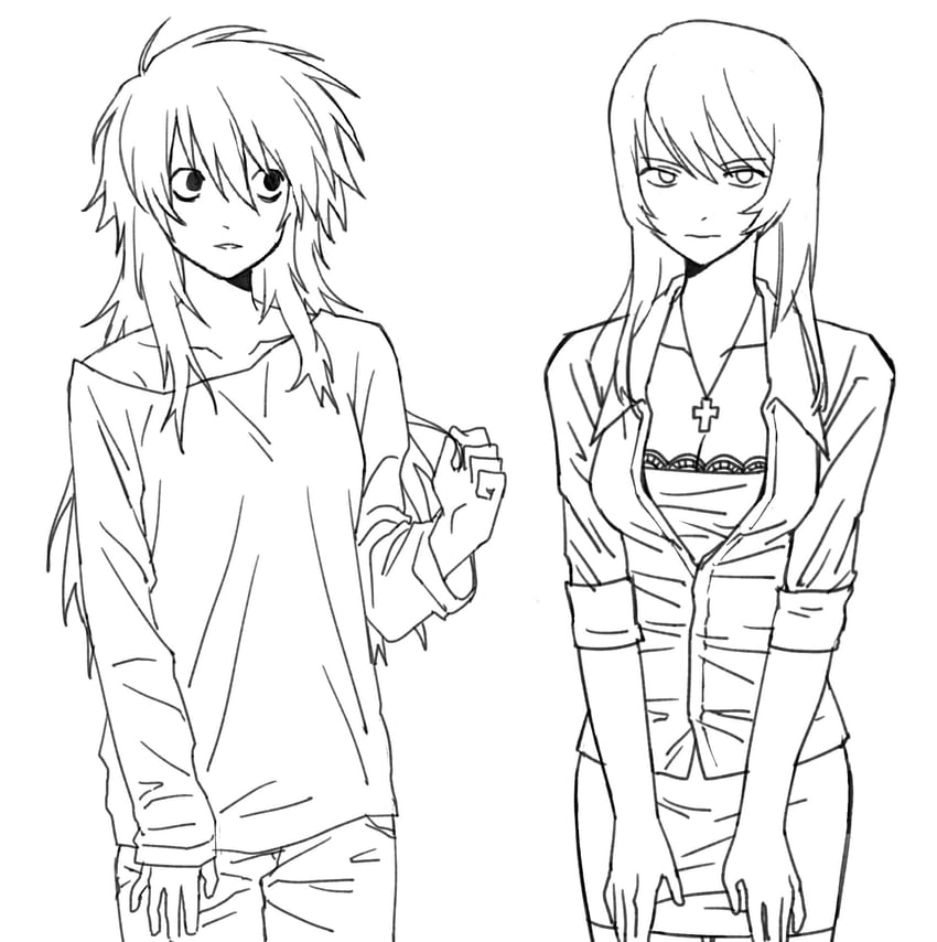 yagami light and l (death note) drawn by fckdup_asht