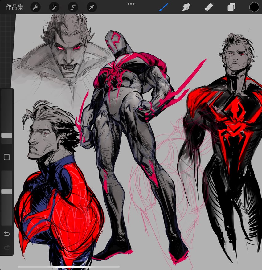 miguel o'hara and spider-man (marvel and 3 more) drawn by xkov_(cerberuskeeper)