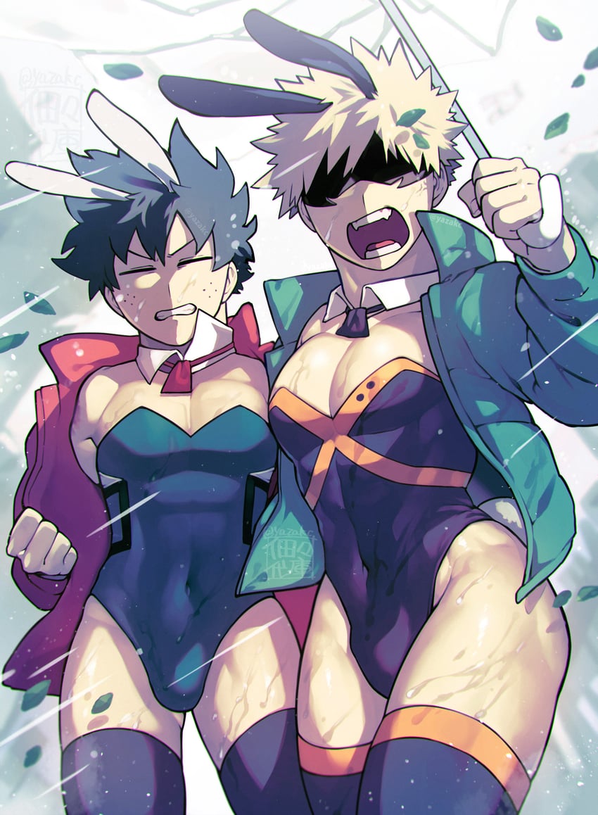 midoriya izuku and bakugou katsuki (boku no hero academia) drawn by yazaki_(yazakc)