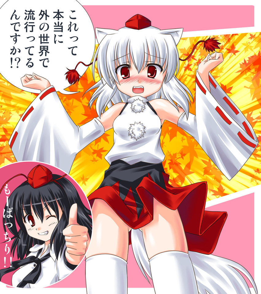 shameimaru aya and inubashiri momiji (touhou) drawn by tora_(gatling_cat)