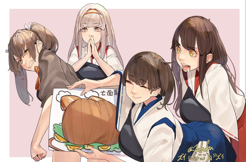 kaga, akagi, zuikaku, shoukaku, zuikaku kai ni, and 1 more (kantai collection) drawn by fuwafuwatoufu