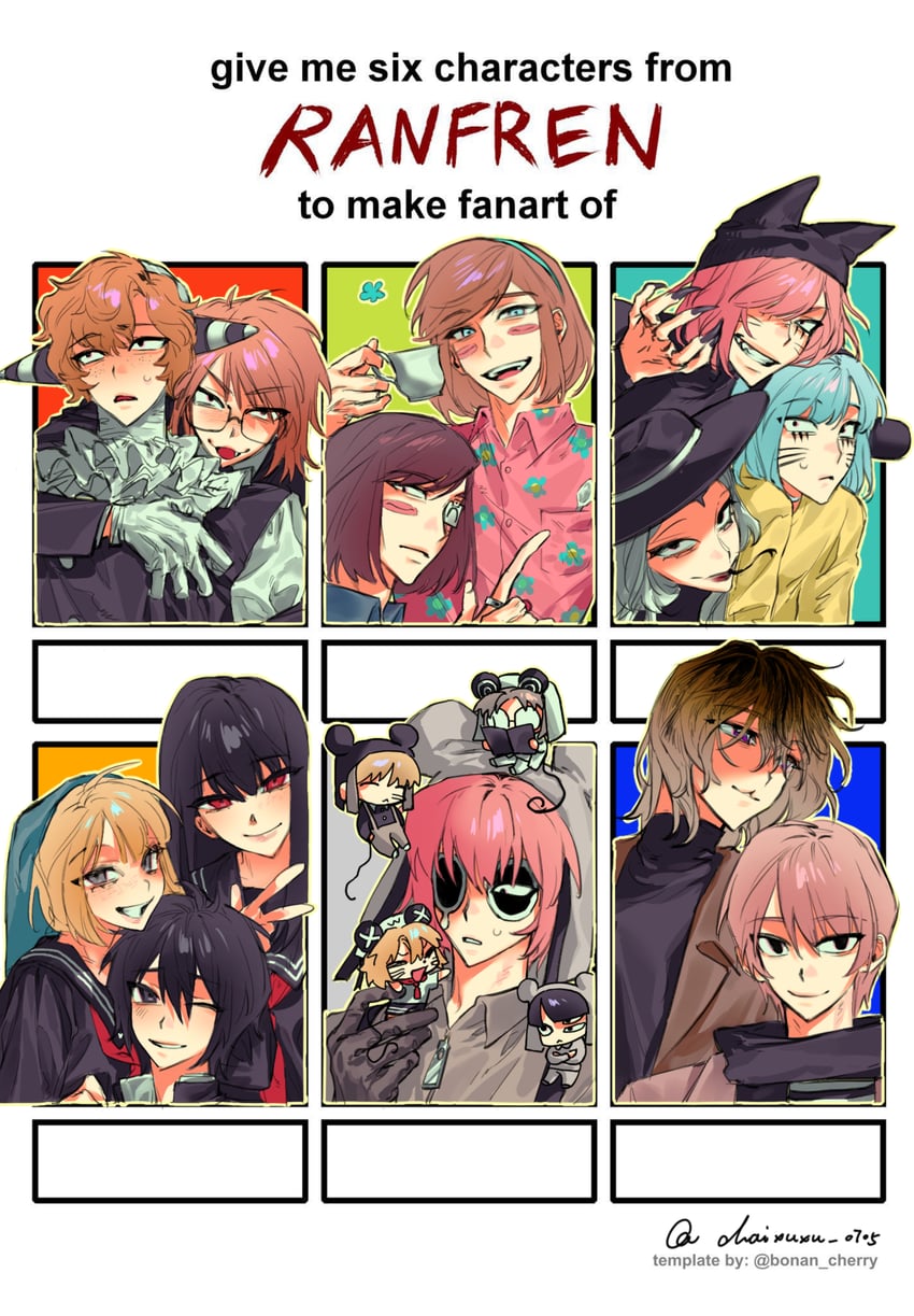 randal ivory, nyon, nyen, luther von ivory, tsukada satoru, and 11 more (randal's friends) drawn by chaixuxu0705