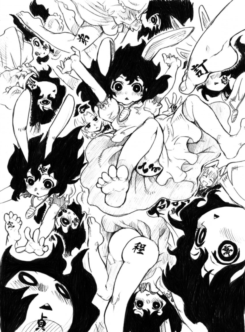 reisen udongein inaba, inaba tewi, and yagokoro eirin (touhou) drawn by warainaku