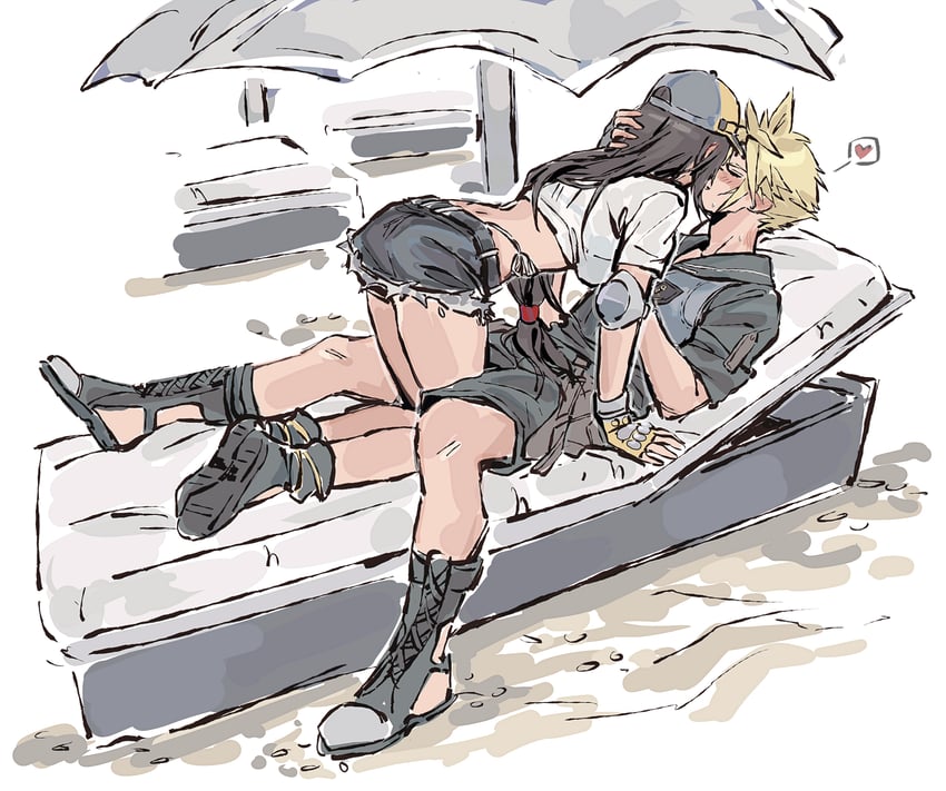 tifa lockhart and cloud strife (final fantasy and 2 more) drawn by morgengischt