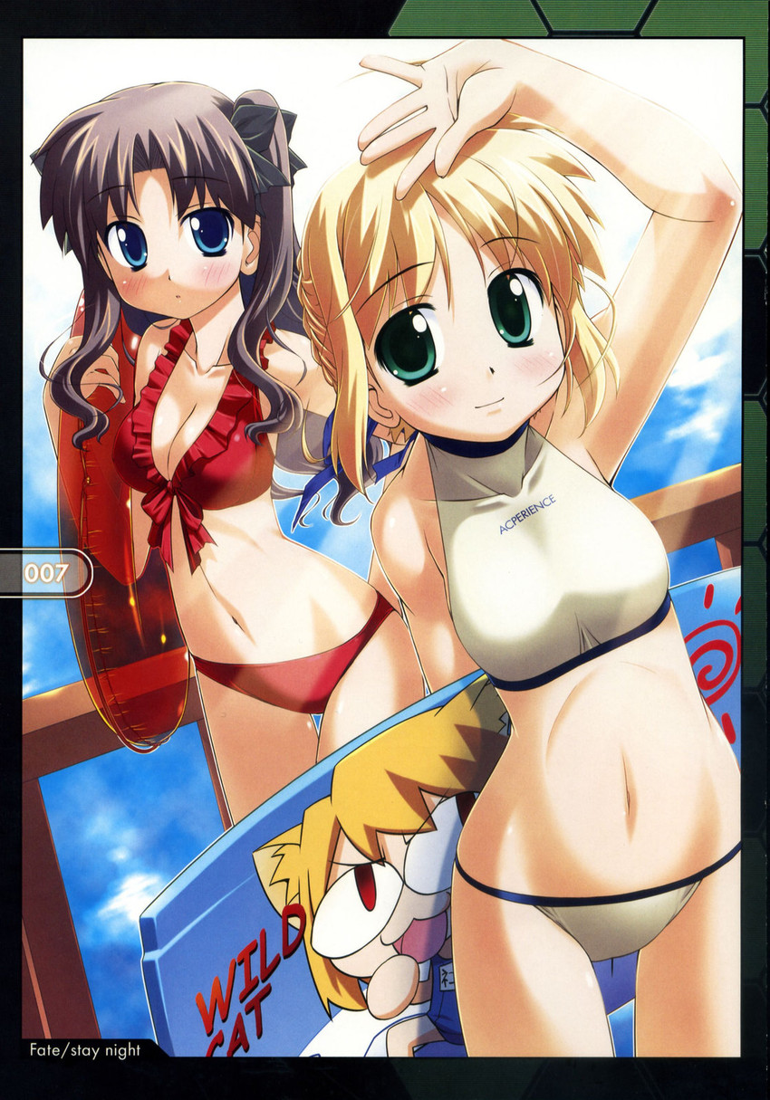 artoria pendragon, saber, tohsaka rin, and neco-arc (fate and 3 more) drawn by bakutendou