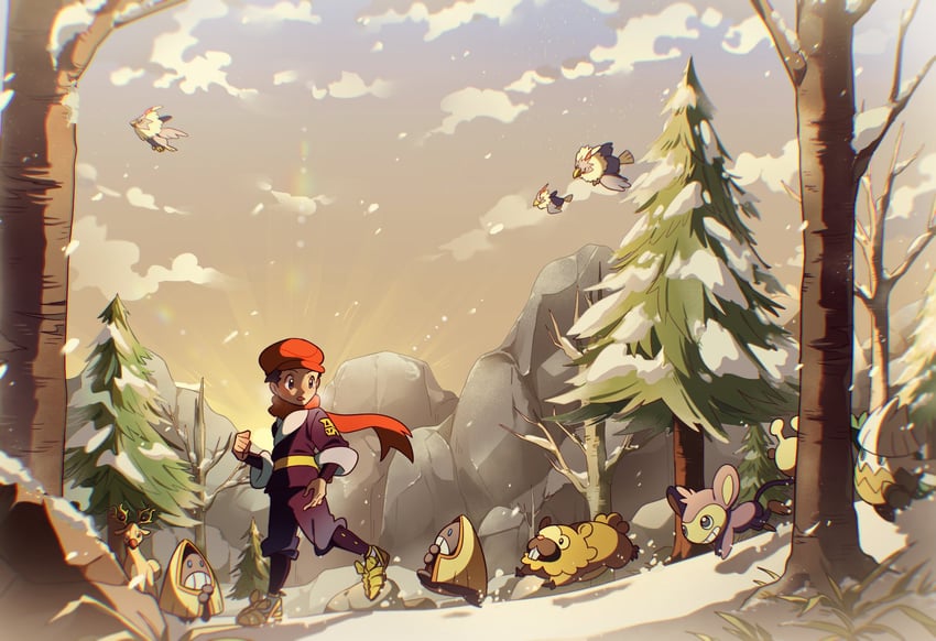 rei, aipom, bidoof, snorunt, snover, and 2 more (pokemon and 1 more) drawn by selyg15