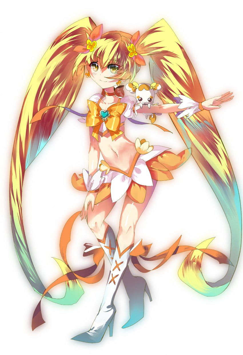 myoudouin itsuki, cure sunshine, and potpourri (precure and 1 more) drawn by hoshika_ranoe