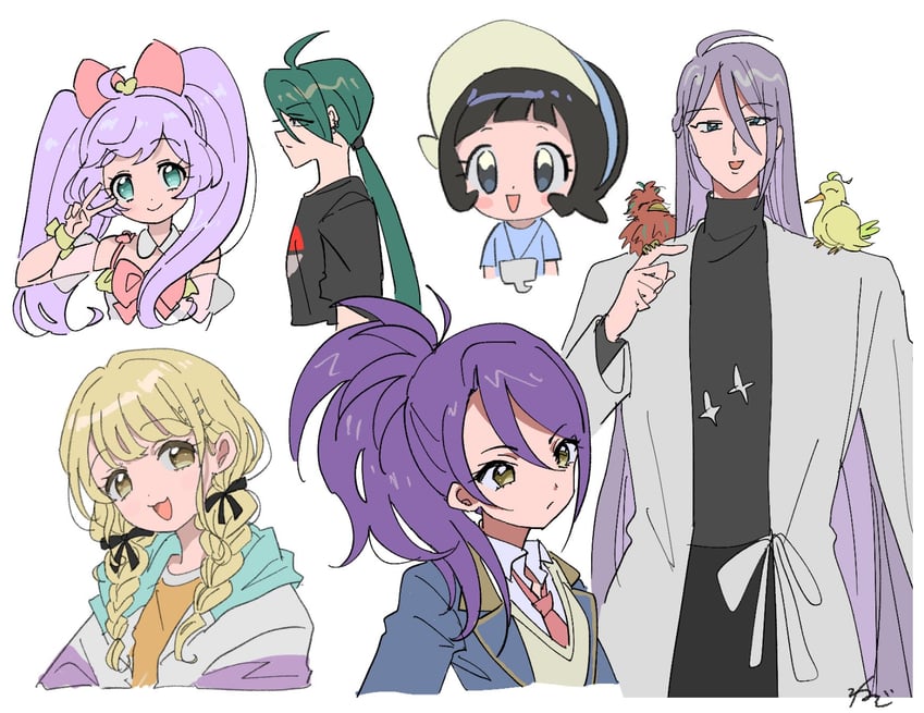 rika, fujita kotone, manaka laala, poppy, and toudou shion (pokemon and 5 more) drawn by rituyama1
