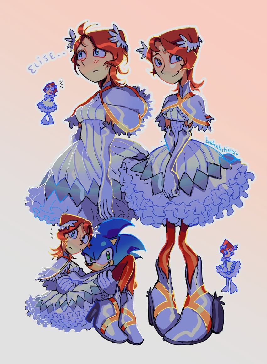 sonic the hedgehog and princess elise the third (sonic and 1 more) drawn by beehunterkisser