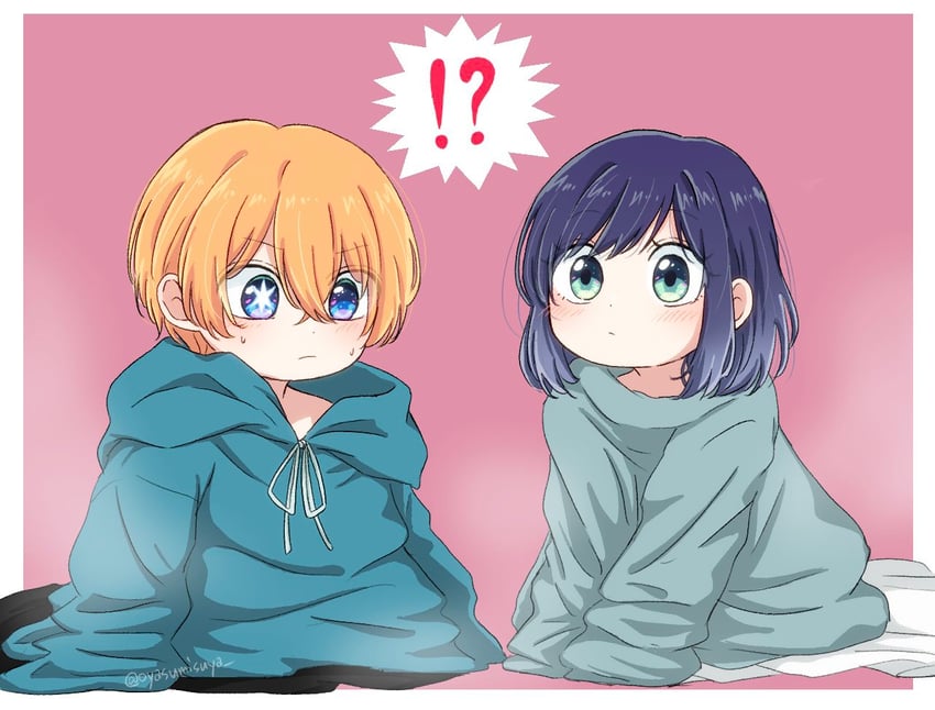 hoshino aquamarine and kurokawa akane (oshi no ko) drawn by oyasumisuya