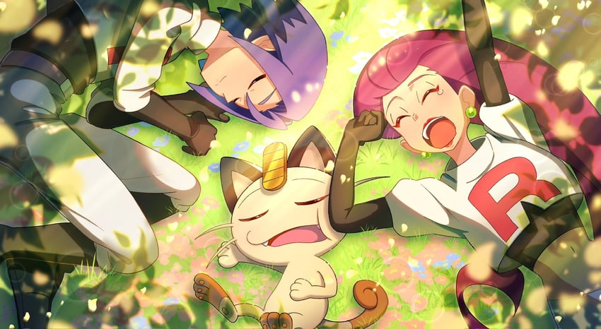 jessie, james, and meowth (pokemon) drawn by mizutora_zamasu