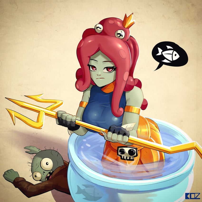 zombie and neptuna (plants vs. zombies and 1 more) drawn by edz_drawz