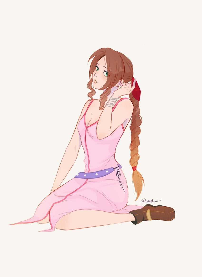 aerith gainsborough (final fantasy and 2 more) drawn by vanekairi