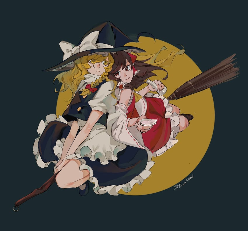 hakurei reimu and kirisame marisa (touhou) drawn by dee_(tannsumi)