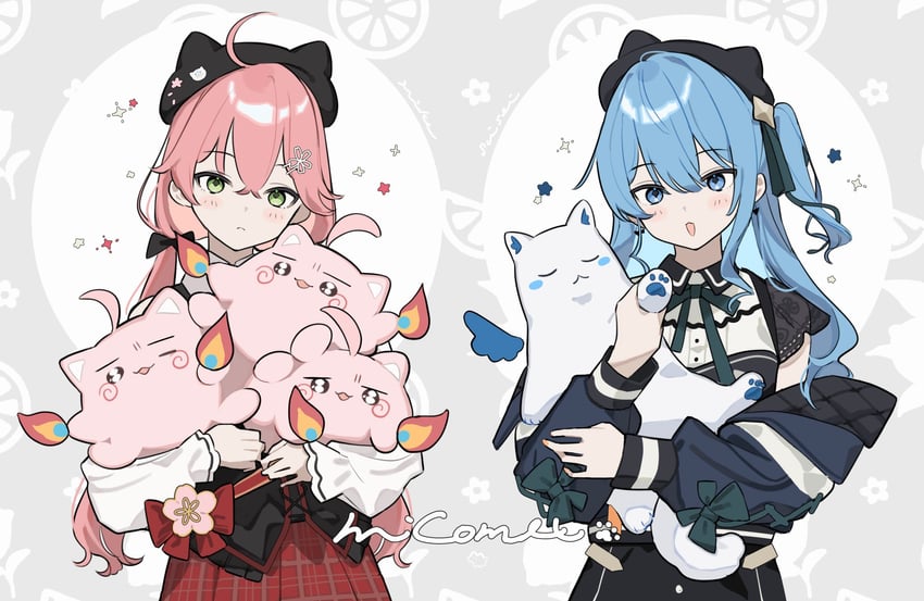 hoshimachi suisei, sakura miko, maguchi, and takoyaki (hololive) drawn by tai_inukai
