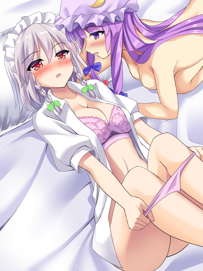 izayoi sakuya and patchouli knowledge (touhou) drawn by yasuu_(ezuw3737)