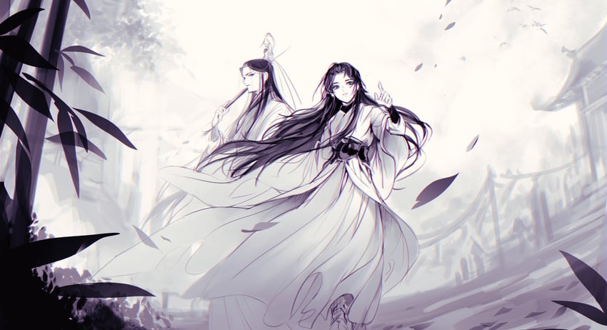 shen qingqiu and luo binghe (renzha fanpai zijiu xitong) drawn by 0jae