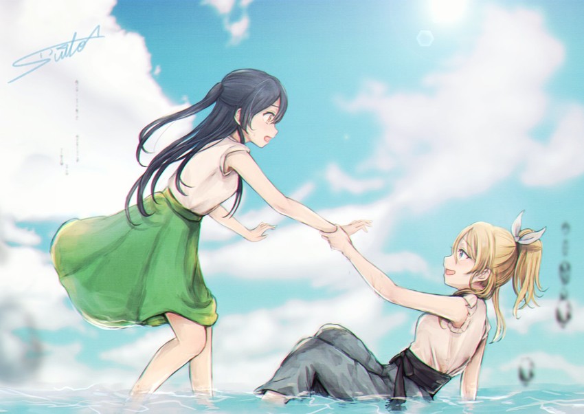 sonoda umi and ayase eli (love live! and 1 more) drawn by suito