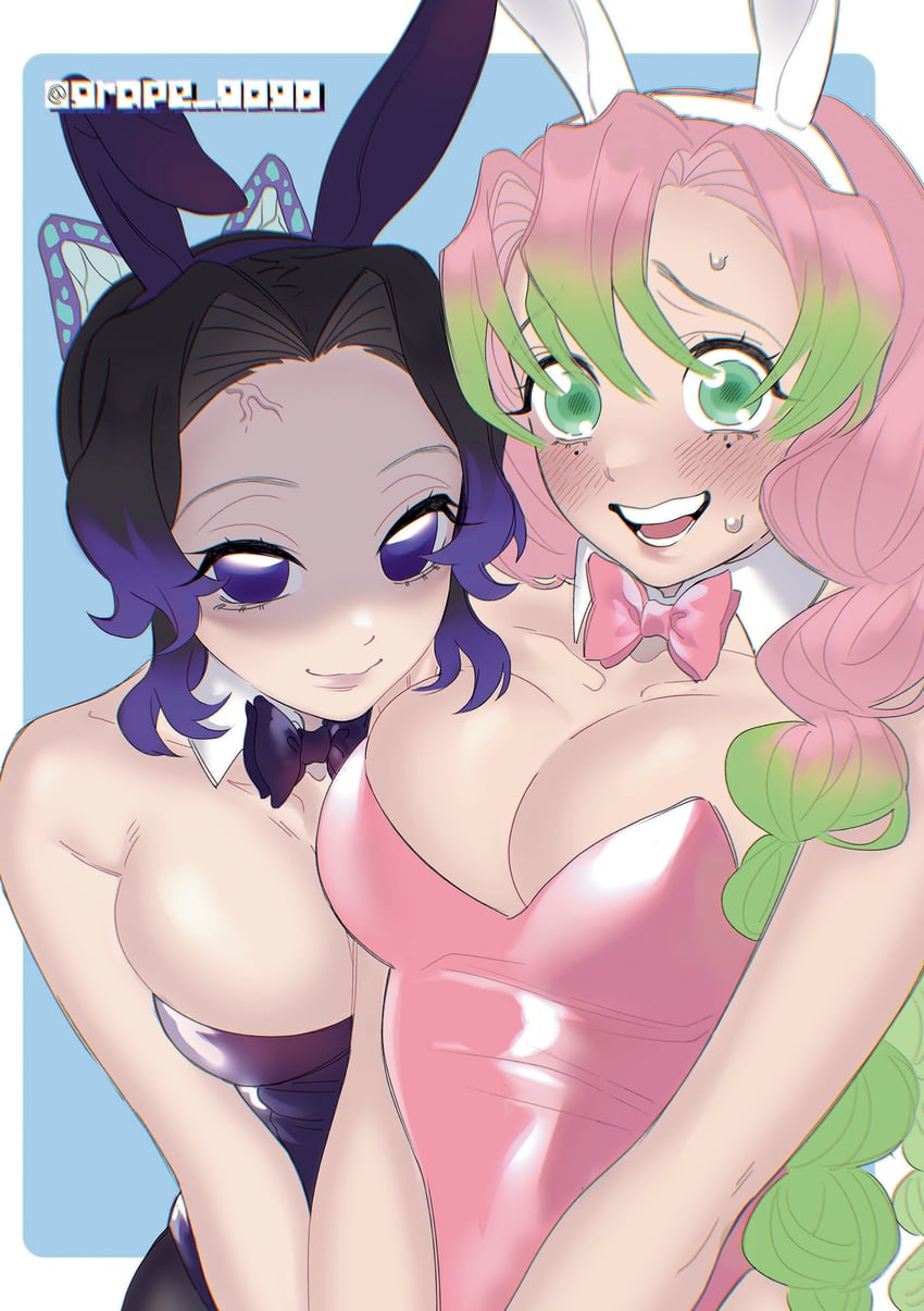 kochou shinobu and kanroji mitsuri (kimetsu no yaiba) drawn by grape_gogo