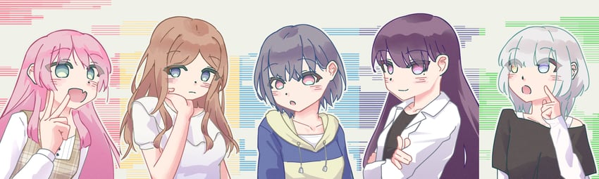 chihaya anon, nagasaki soyo, shiina taki, takamatsu tomori, and kaname raana (bang dream! and 1 more) drawn by nekohige0123